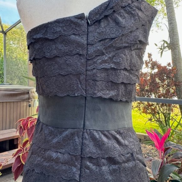 Jessica Simpson Black Layered Lace One Shoulder Dress Black Size 10 - Picture 6 of 10